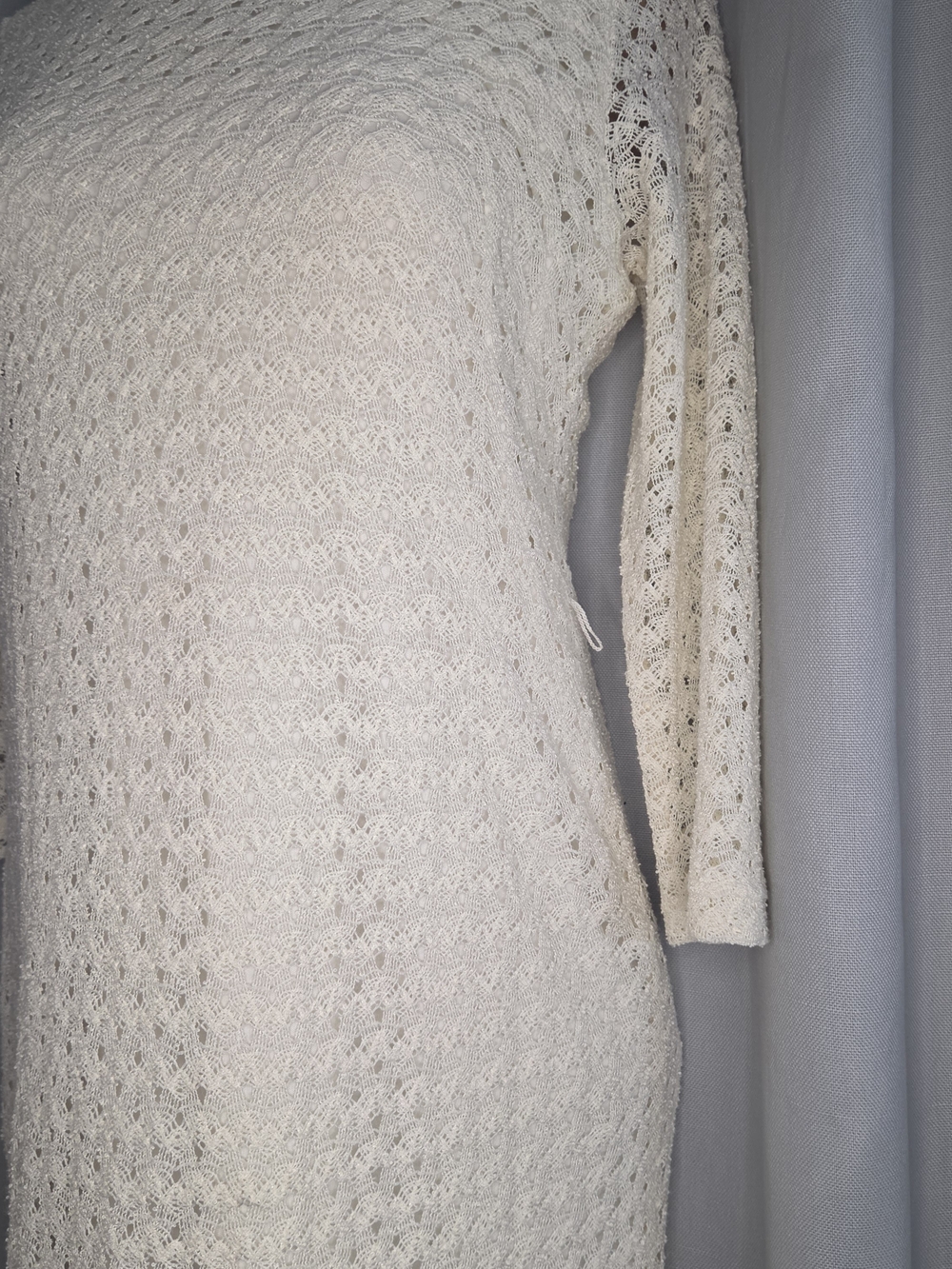 Sharagano Dress Size 10 Cream Crochet Knit Women's Dress - Picture 2 of 6